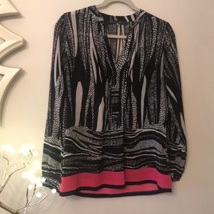 Rose & Olive Print Blouse XS